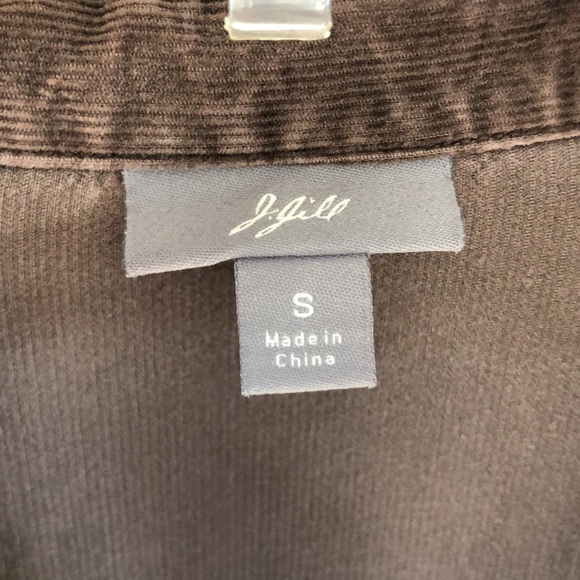 J. Jill Chocolate Brown Corduroy Embroidered Floral Button Down Shirt Womens S - Picture 3 of 12